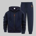 thumbnail image 2 of Ccpelsie Men's 2 Pieces Tracksuits Running Sports Suits Drawstring Waistband Sweatsuit with Pockets For Fall Winter(A01-Navy,L), 2 of 8