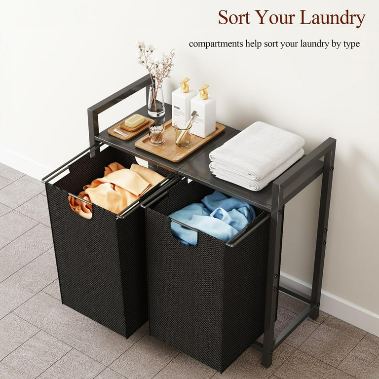 VANCORE, Laundry Hamper, 112L, Double with Top Shelf & Removable