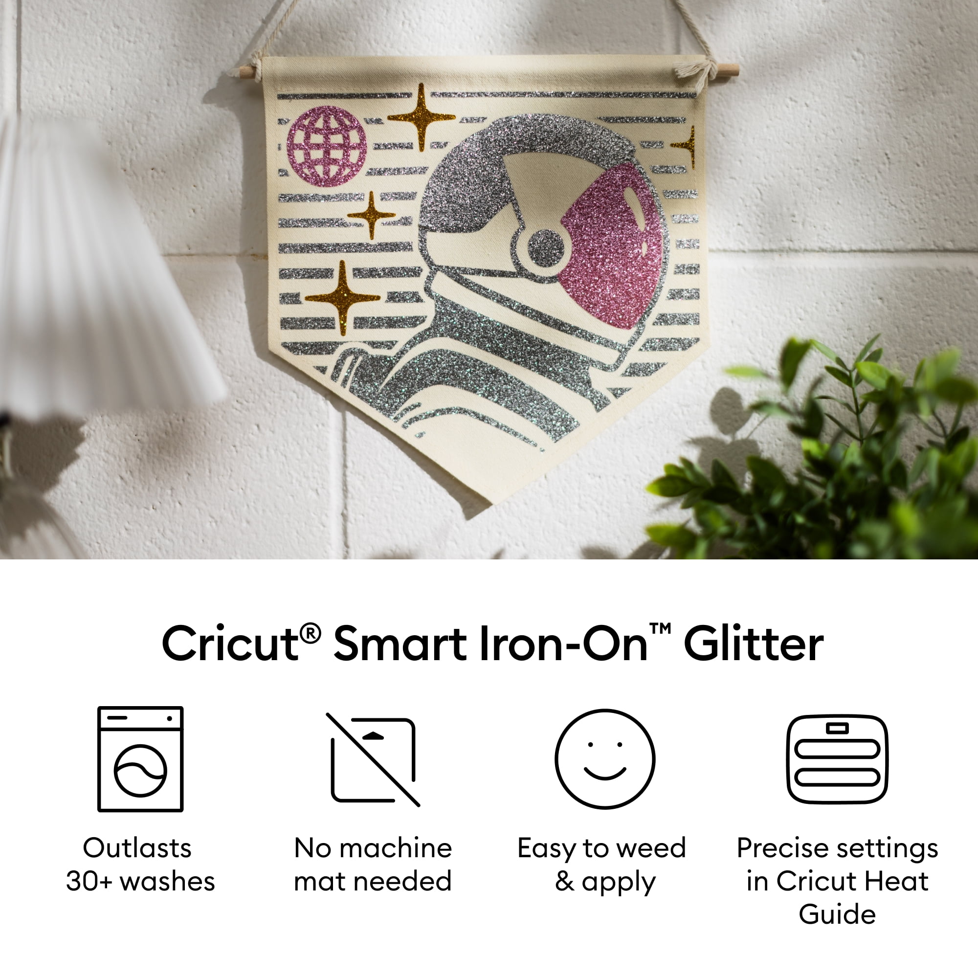 Cricut Smart Iron-On Glitter Matless Heat Transfer Vinyl (13 in x 36 in), Kelly Green