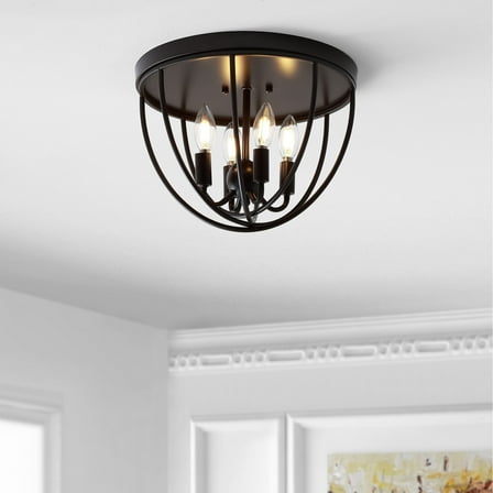 JONATHAN Y Peter 13.75" Metal LED Flush Mount, Oil Rubbed Bronze, JYL9513A