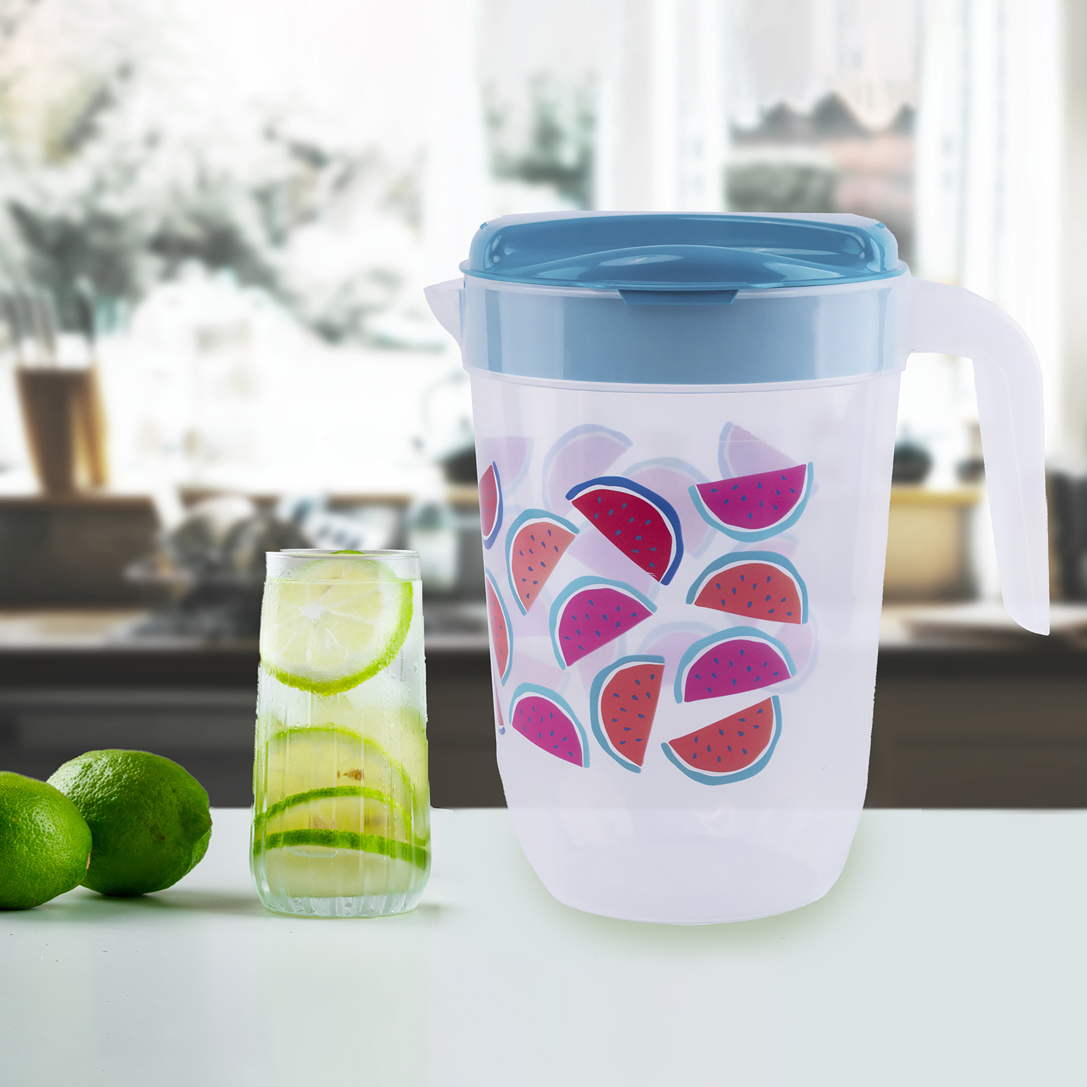 Mainstays Plastic 1 Gallon Pitcher with Green Color Lid – Watermelon