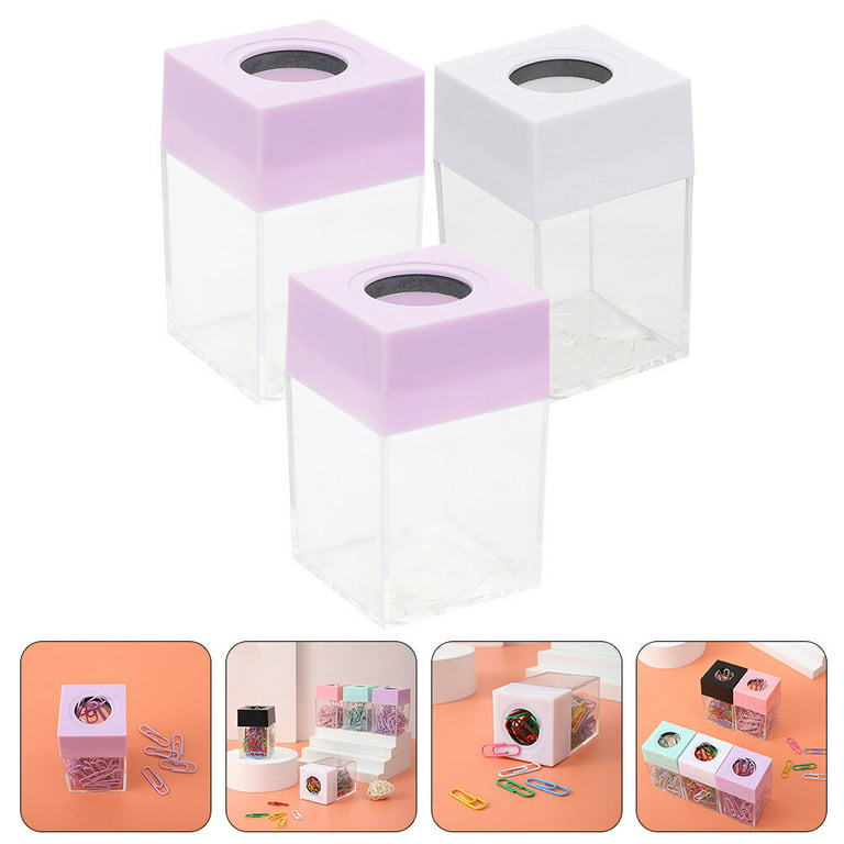 3pcs Paper Clip Holders Small Paper Clip Container Portable Paper Clips  Dispenser with Magnetic Top
