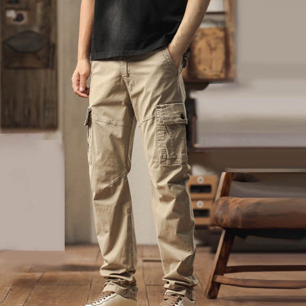 Pantalones largos para hombre, cintura elástica, transpirables, cómodos, suaves, informales, de playa, de poliéster