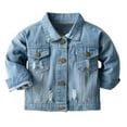 thumbnail image 2 of Denim Jacket for Girls Pocket Top Coat Button Denim Down Baby Kids Jacket Jacket Jeans Toddler Boys Girls Coat&jacket, 2 of 3