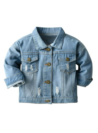 2023 Spring Girls retro style gradient denim Jacket Boys fashion lapel  denim Coat Kids Outfit