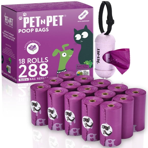Bolsas Poop Bags PET N PET con aroma a lavanda para perros, 288 unidades