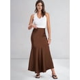 thumbnail image 5 of Womens Skirts Business Casual Clothes High Waisted Cocktail Party Wedding Guest Mermaid Maxi Skirt Brown S, 5 of 9