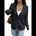 thumbnail image 2 of Cárdigan de Punto Grueso de Gran Tamaño para Mujer, Suéter de Larga con Abertura Frontal, Ropa de Abrigo para Otoño e Invierno Azul Oscuro L, 2 of 8