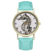 Tersalle Cartoon Crab PU Leather Strap Watch Fashion Simple Quartz Wristwatch T165-A (Rose Red)
