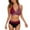 Red, variant on Women's Bikini Set Printed Two Piece Sexy Swimsuit with Removable Bra Pads No Underwire Tie Side for Beach Vacation,Black,L