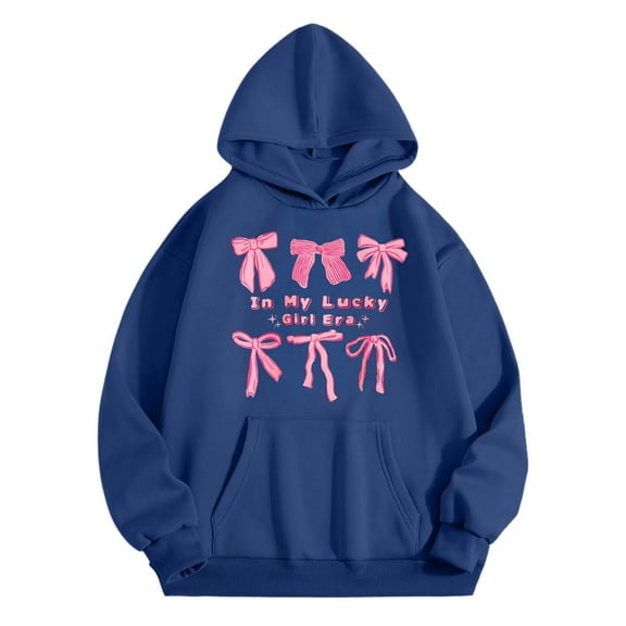 LUOGENLI Boys Hoodies Size 12-16 Cotton Girls Hoodies & Sweatshirts for Kids Fall Winter Heart Print Pullover Long Sleeve Hooded Sweatshirt with Pocket for Girls 2 14 Navy Size 6-7 Years