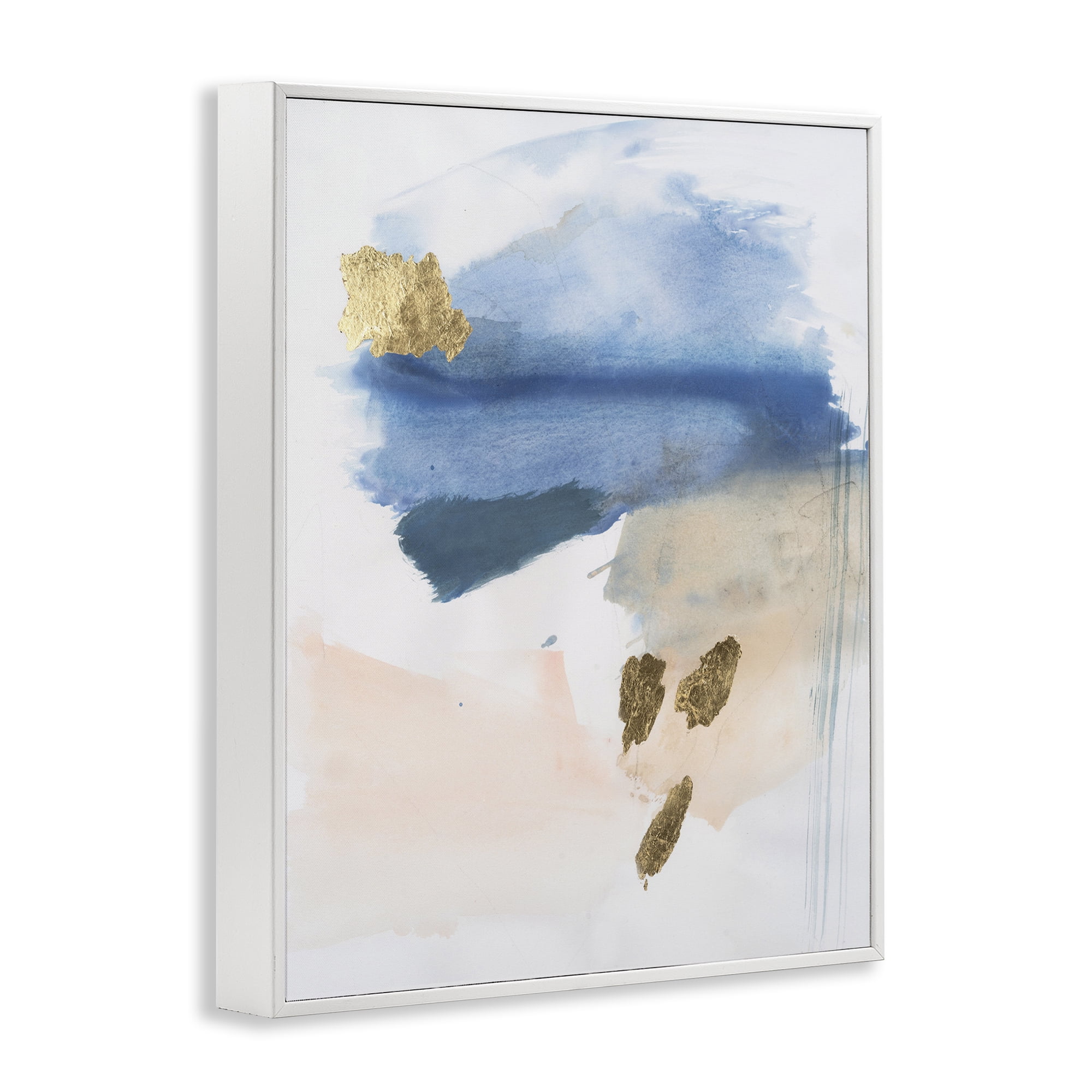 Stupell Industries Blue & Blush Ombre Abstract Painting White Framed Art Print Wall Art, 24 x 30