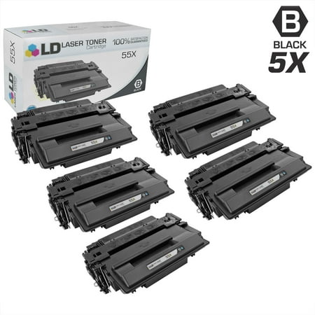 LD Compatible Toner Cartridge Replacements for HP 55X CE255X High Yield (Black, 5-Pack Toner