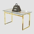 thumbnail image 6 of Miniyam 51" Modern Rectangular Glass Dining Table with Tempered Glass Top and Metal Frame, 4-6 Person Kitchen Dining Room Table, Gold, 6 of 7