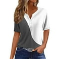 thumbnail image 2 of Itsame Short Sleeved T-Shirt Women V-Neck Printed Undershirts Dark Gray Size M, 2 of 5