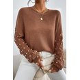 thumbnail image 2 of Women's Chestnut Beaded Drop Shoulder Round Neck Sweater | [ZhiHiMeRi] | (US 12-14)L, 2 of 7
