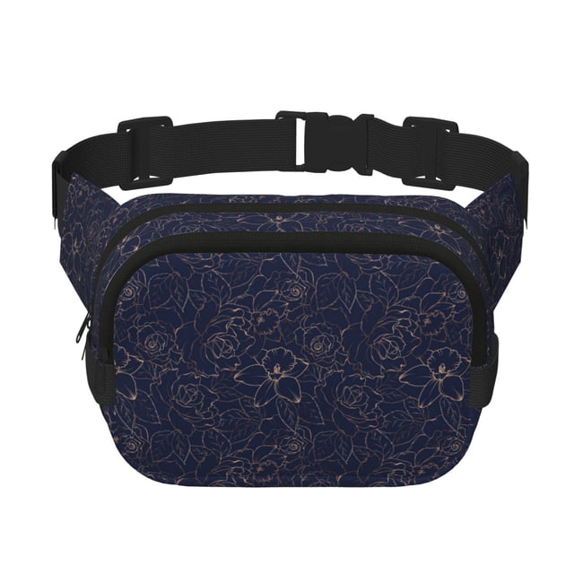 Easygdp Copper-Gold Gloss Outline Navy Dark Blue Fanny Packs para Mujeres y Hombres, Bolsa de Cinturón, Bolsos de Cruz para Trabajo/Correr/Senderismo