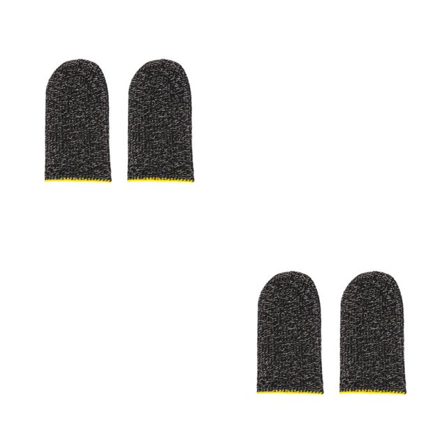 bedienty 2Pcs Game Fingertip Sleeves Anti-slip Breathable Screen for Protection Knitting Gloves Kit Reusable Gaming Accessories Yellow 2Set