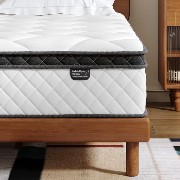 Bezzze 12 inch Queen Size Mattress, Hybrid Mattress in a Box, Individually Pocket Springs & Breathable Memory Foam, Medium Firm, CertiPUR-US Certified