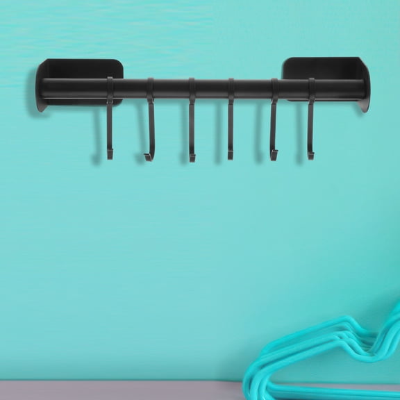 OUNONA Carbon Steel Black Wall Mounted Hook Rack for Kitchen Bathroom Towel and Coat Hanging