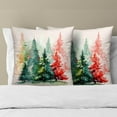thumbnail image 3 of Merry Christmas Watercolor Forest Pillowcase Set of 2 Christmas Tree Throw Pillows Square 20x20 Inch Winter Xmas Pillow Cushion Covers Holiday Decoration for Home Living Room Bed Sofa Outdoor, 3 of 8