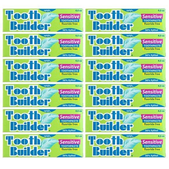 Squigle Tooth Builder SLS Free Toothpaste (Stops Tooth Sensitivity) Prevents Canker Sores, Cavities, Perioral Dermatitis, Bad Breath, Chapped Lips, 4 oz (48 Ounce (Pack of 12), Unflavored)