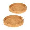 thumbnail image 3 of 2 bandejas redondas de ratán para servir, bandeja decorativa de mimbre otomana con asas, bandeja decorativa de canasta tejida para alimentos y bebidas, 3 of 9