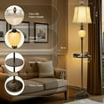 thumbnail image 2 of 64" Vintage Floor Lamp for Living Room with Tray and Nightlight Farmhouse Tall Standing Lamp with Beige Faux Silk Shade Rustic Reading Lamp Decor for Bedroom Home Office Hotel Bar (Bulb Included), 2 of 6
