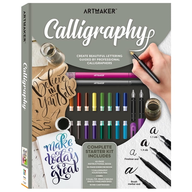 Kit de iniciación a la caligrafía Hinkler con pluma estilográfica y set de tintas