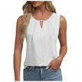 thumbnail image 1 of Débardeur d'Été Sans Manches pour Femmes - Chemise de Travail Décontractée, Matériau Polyester, Col Rond Plissé devant, Tenue Habillée Ample 2024, 1 of 6