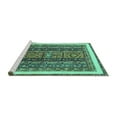 thumbnail image 2 of Ahgly Company Machine Washable Indoor Round Abstract Turquoise Blue Modern Area Rugs, 6' Round, 2 of 4
