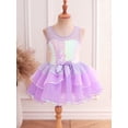 thumbnail image 7 of Loodgao Kids Girls Shiny Sequins Ballet Dance Dress Ice Skating Gymanstic Leotard Mesh Tutu Dress Lavender 8, 7 of 7