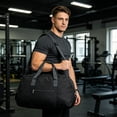 thumbnail image 4 of Foldable Sports Gym Bag with Shoe Compartment, Lightweight Travel Duffle for Workout and Weekend Trips,Black-45x30x12cm, 4 of 7