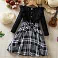 thumbnail image 2 of Bainana Dress For Toddler Girls Plaid Print Long Sleeve Crew Neck Dresses Lightweight Soft Autumn Girls Dress Black Size 2-3 Years, 2 of 9