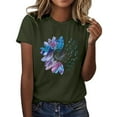thumbnail image 2 of Outfmvch Women's T-shirts,Basic Tees for Women,Going Out Tops for Women,Sunflower T Shirt Plus Size Top Tops Girls Short Sleeve Graphic T Shirt,Western Shirts for Women,Blusas De Mujer Army Green L, 2 of 5