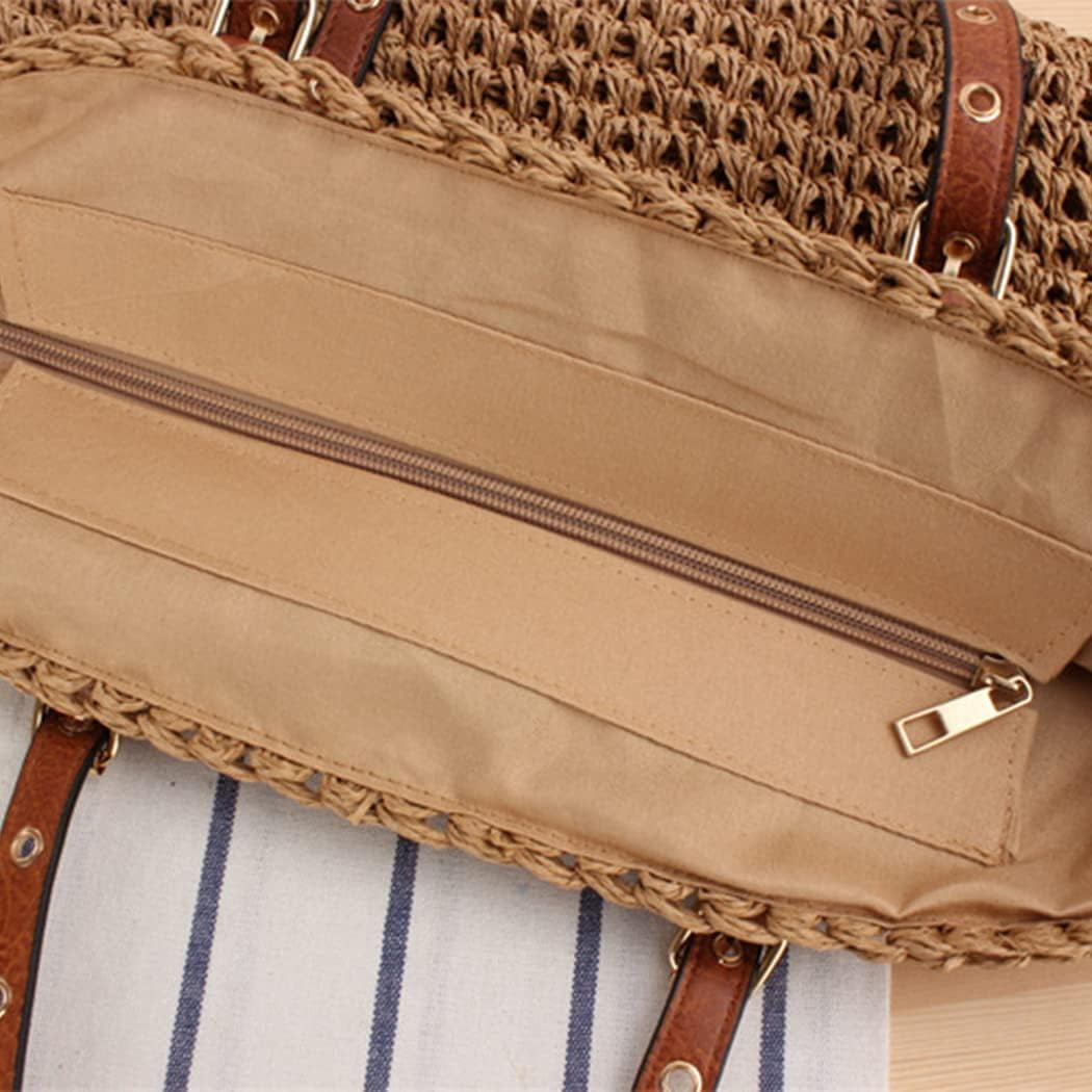LinYooLi Fashion One Shoulder Straw Bag Paper Rope Tassel Crochet Hand Knit Bag Fashion Beach Women's Bag