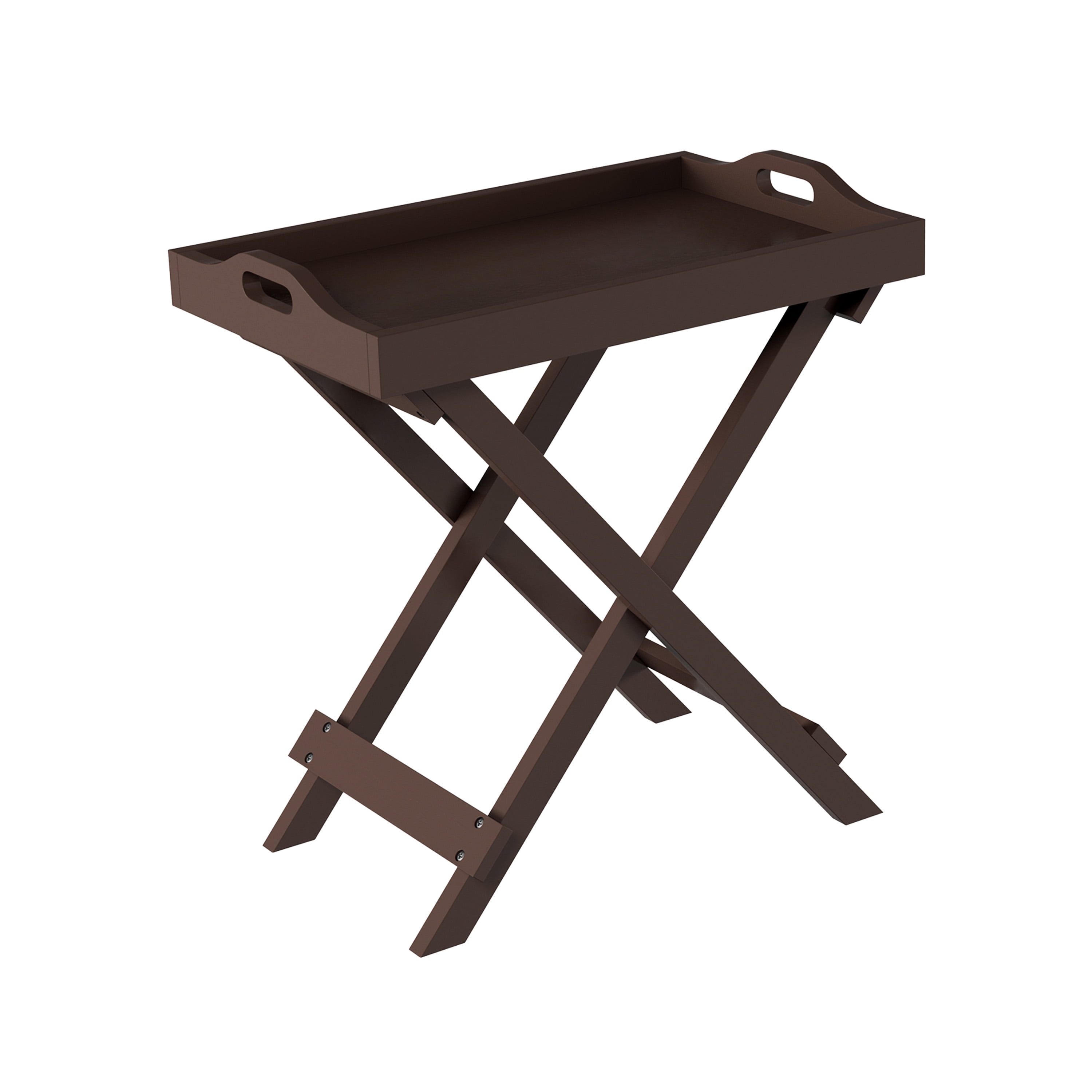 Lavish Home Folding TV Tray Table - Contemporary Side Table with Removable Tray Top (Brown)