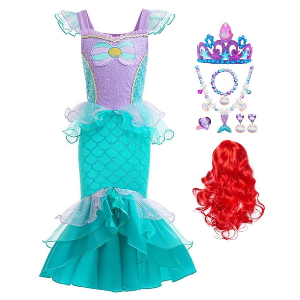 Vestido de princesa de La Sirenita, disfraz de Ariel para niñas, Cosplay para niños, ropa de fiesta de cumpleaños y Carnaval Fivean unisex