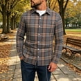 thumbnail image 2 of Josdec Men Classic Plaid Flannel Button Down Shirt, Turndown Collar Long Sleeve Overshirt Jacket, Warm Fall Winter Casual Layering Shacket Tops S-XXL, 2 of 6