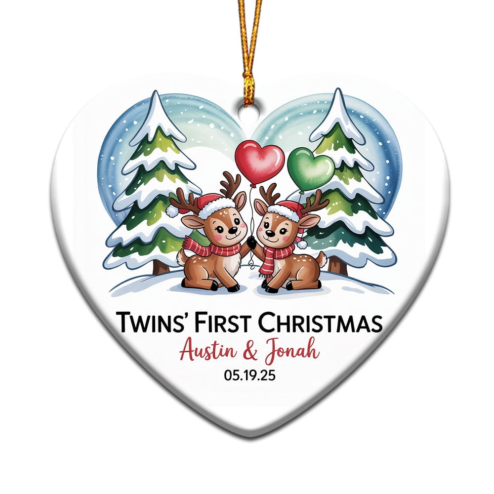 Reindeer Twins' First Christmas 2025 Ornament, Baby's Twins 1st Christmas Ornament, Baby Twins 1st Christmas Ornament