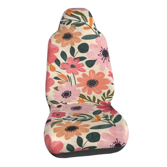 Vibrant Pink & Yellow Flower Car Seat Covers Stretch Car Seat Protectors Universal Fit