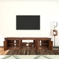 thumbnail image 5 of 93" Brown Solid Wood Cabinet Enclosed Storage Distressed TV Stand, 5 of 6