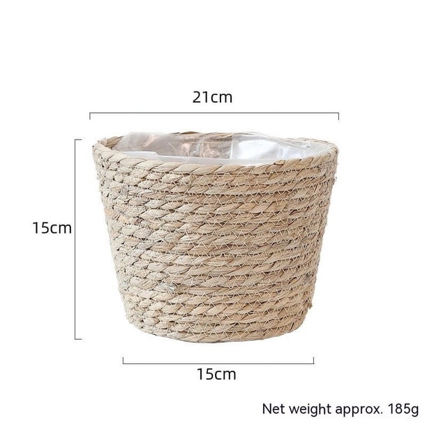 Cestas para plantas de interior, cesta de almacenamiento con cubierta para macetas de flores de pastos marinos para organizar, 21*12cm