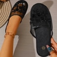 thumbnail image 2 of Mesh Sandals For Women Non-Slip Breathable Comfortable Casual Footwear Summer Slip On Floral Flat Shoes (8.5, Black), 2 of 6