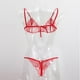 thumbnail image 5 of Conjunto de lencería y sujetador de encaje para mujer, ropa de dormir rojo, 5 of 9