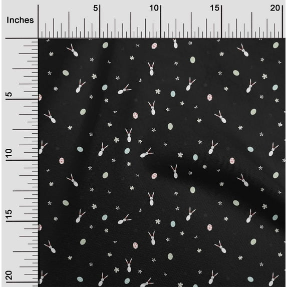 oneOone Organic Cotton Poplin Twill Fabric Easter Egg|Floral & Rabbit Animal Print Fabric BTY 42 Inch Wide
