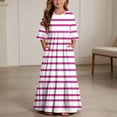 thumbnail image 2 of BLTIBY Boho Dresses for Girls Striped Printed Crew Neck Maxi Dress Summer Dresses with Pockets Pink 9-10 Years, 2 of 7