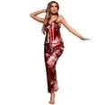thumbnail image 5 of A AGROSTE Women's Silk Satin Pajamas Set 2 Pcs Floral Silky Pj Sets Sleepwear Cami Nightwear with Pant, 5 of 8