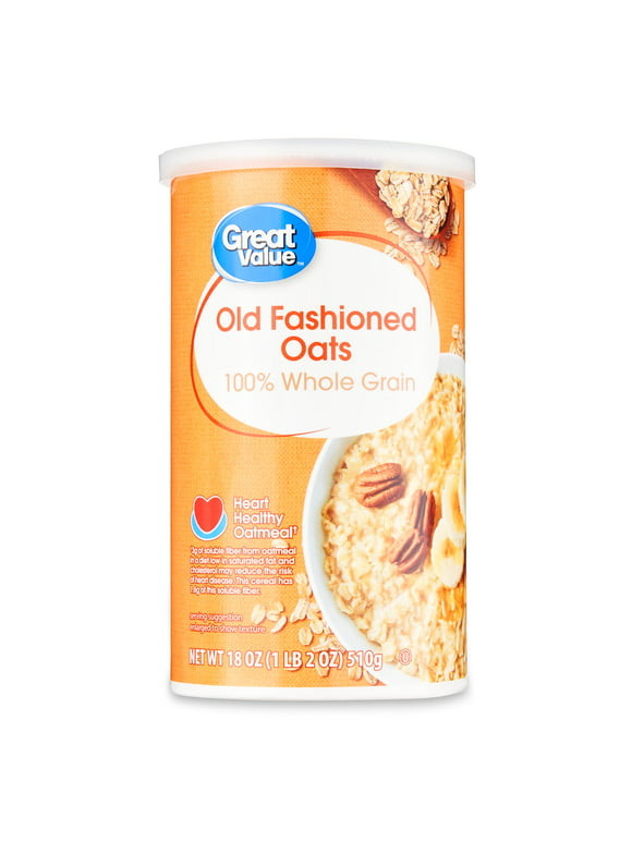 Great Value Old Fashioned Oats, 18 oz, Shelf-Stable/Ambient