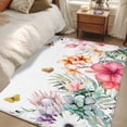 thumbnail image 4 of 3'x5' Rug for Living Room Bedroom, Summer Tropical Washable Area Rugs Non-Slip Carpet Mats, Watercolor Palm Leaves Butterfly Flower Indoor Low Pile Area Rug Runner for Kitchen, Mudroom, 4 of 8